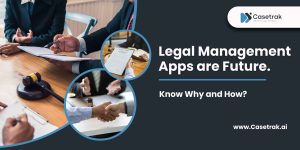 Ad for legal management apps showing a handshake, a gavel, and professionals in a meeting.