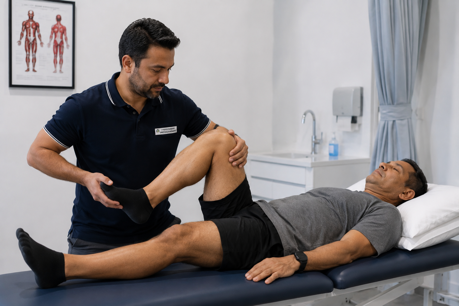 Physiotherapist providing professional care and movement assessment